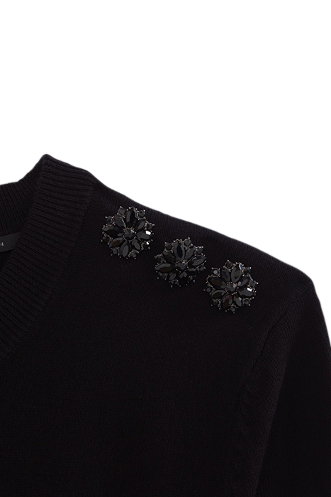 BLACK SWEATER DRESS WITH DIAMANTE BUTTONS BLACK 6