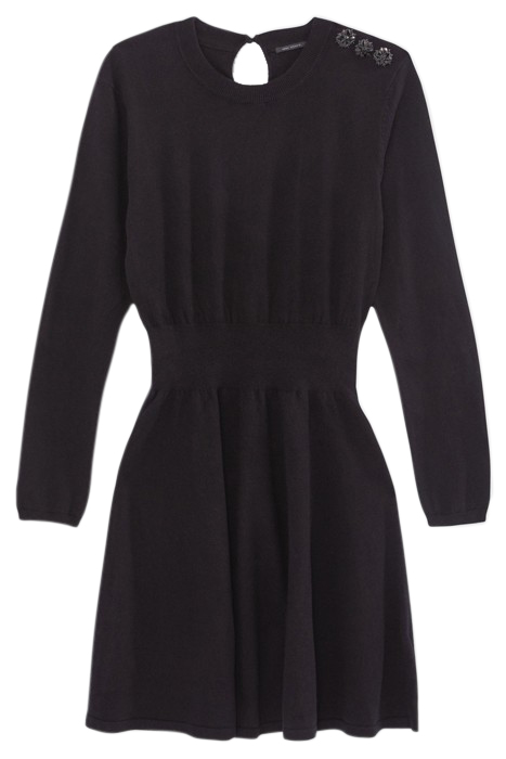 BLACK SWEATER DRESS WITH DIAMANTE BUTTONS BLACK 4