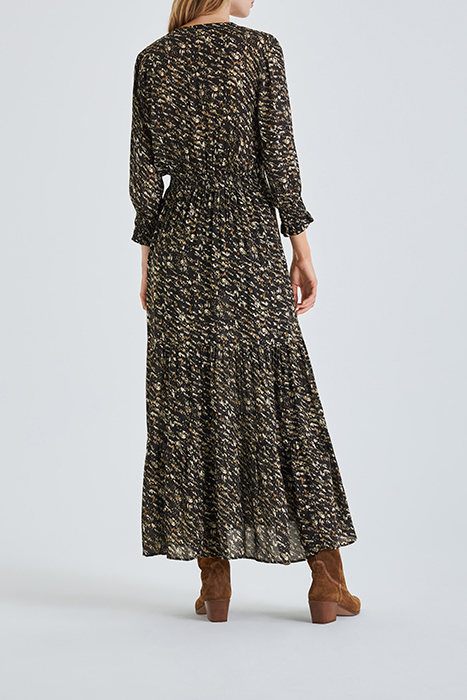 BLACK FUSAIN PRINT LONG DRESS BLACK 2
