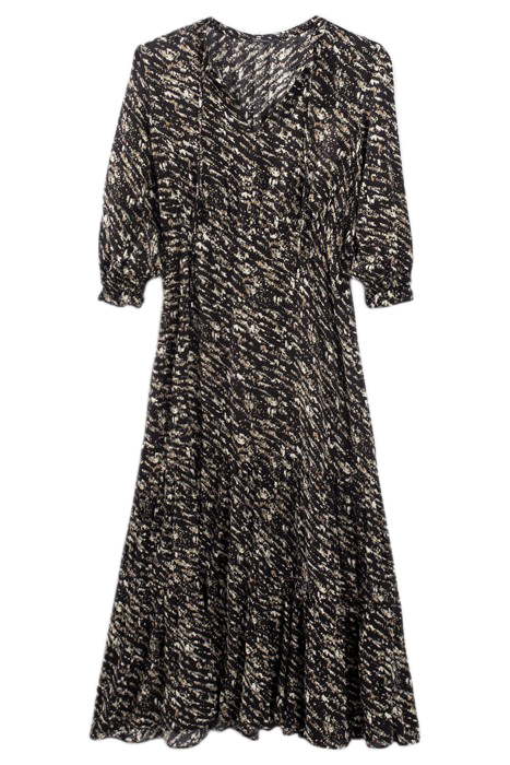 BLACK FUSAIN PRINT LONG DRESS BLACK 3