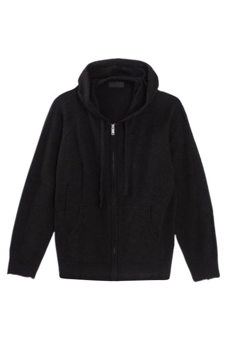 PURE EDITION- BLACK ZIPPED KNIT CARDIGAN BLACK 4