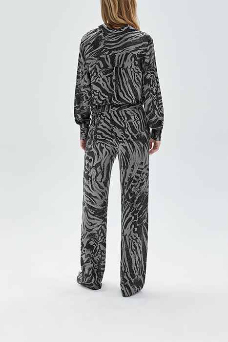 PURE EDITION- GREY WIDE-LEG ZEBRA PRINT TROUSERS GREY 2