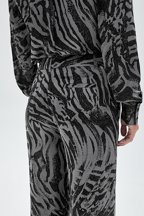 PURE EDITION- GREY WIDE-LEG ZEBRA PRINT TROUSERS GREY 7