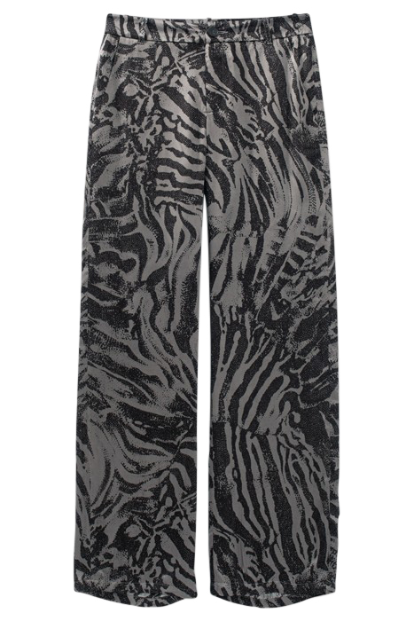 PURE EDITION- GREY WIDE-LEG ZEBRA PRINT TROUSERS GREY 5