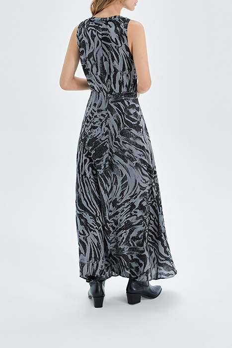 PURE EDITION- GREY LONG ZEBRA PRINT DRESS GREY 2