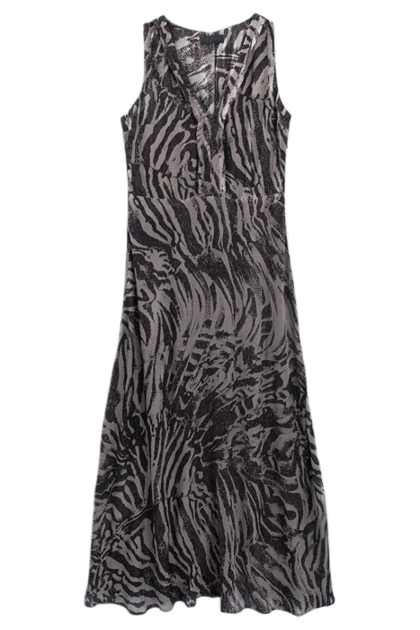 PURE EDITION- GREY LONG ZEBRA PRINT DRESS GREY 3