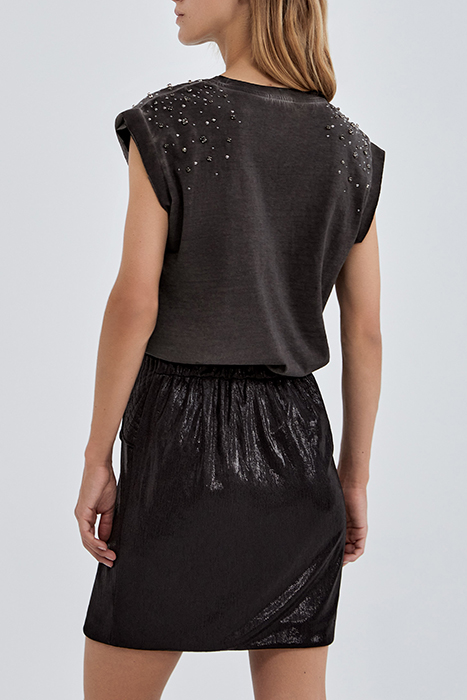 PURE EDITION- BLACK SHORT DRAPED SKIRT BLACK 2