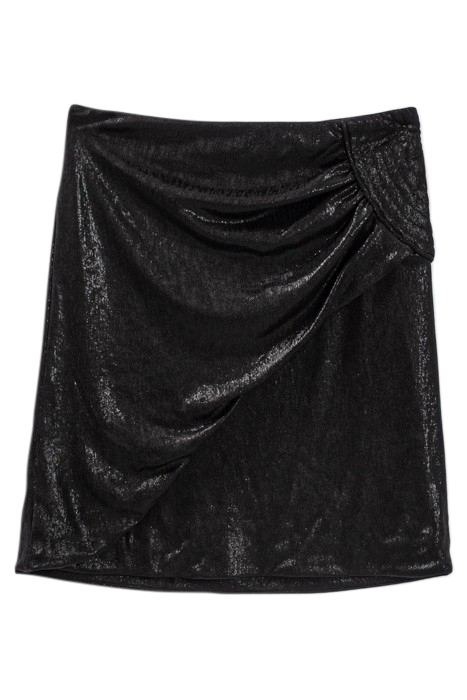 PURE EDITION- BLACK SHORT DRAPED SKIRT BLACK 4