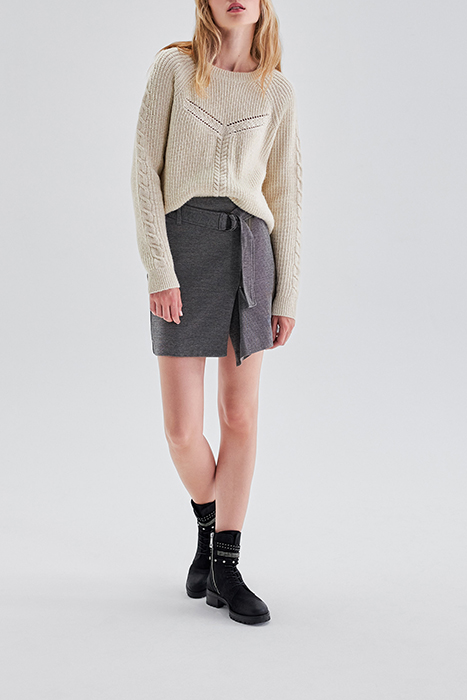 ECRU DECORATIVE STITCH LUREX KNIT SWEATER OFF-WHITE 3