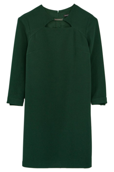 GREEN DRESS WITH METAL CHAIN ON FRONT TREE 4