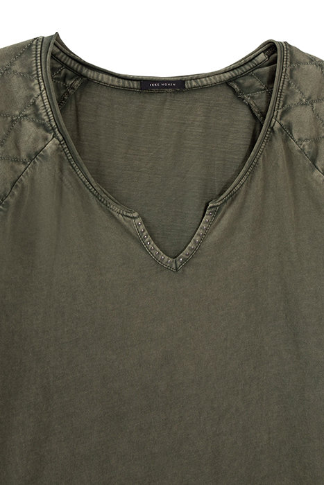 KHAKI QUILTED-SLEEVE T-SHIRT ARMY 7