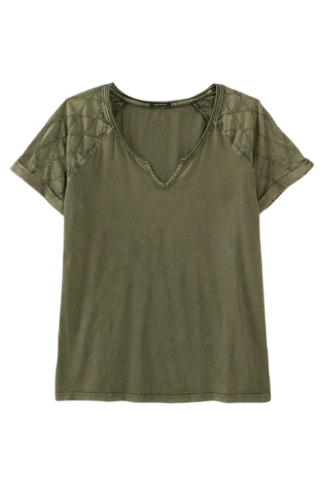 KHAKI QUILTED-SLEEVE T-SHIRT ARMY 4