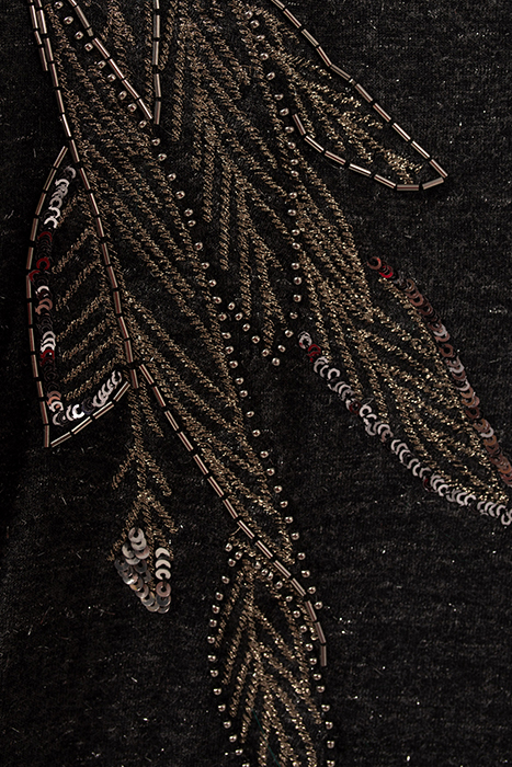 GREY MARL LUREX T-SHIRT WITH FEATHER EMBROIDERY GREY 4