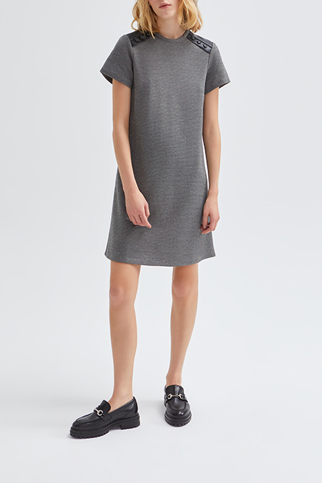 GREY SEMI-PLAIN DRESS WITH ROCK DETAILS BLACK 2