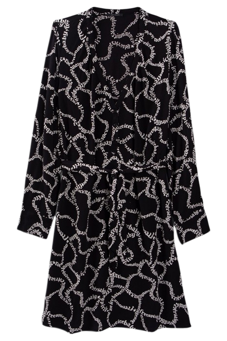 BLACK DRESS WITH ECRU LETTERING PRINT BLACK 4