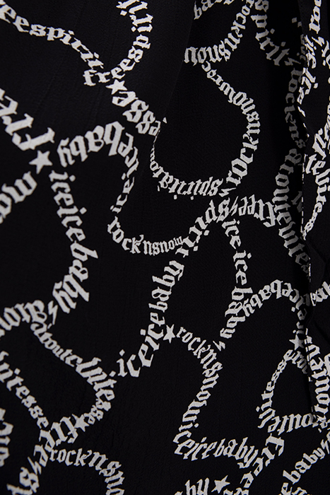 BLACK DRESS WITH ECRU LETTERING PRINT BLACK 7