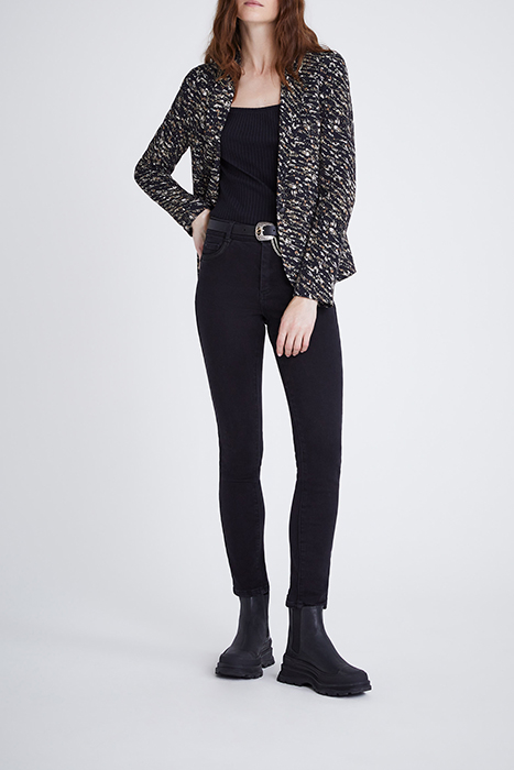 WOMEN’ BLACK COSY FLEECE SCULPT UP 7/8 SLIM JEANS BLACK 3
