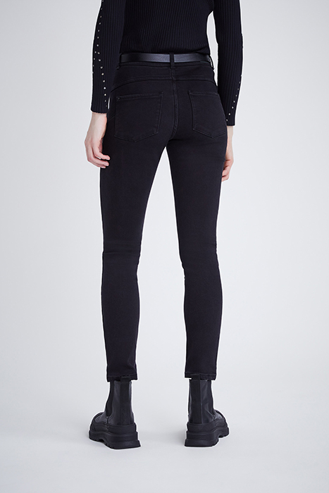 WOMEN’ BLACK COSY FLEECE SCULPT UP 7/8 SLIM JEANS BLACK 2