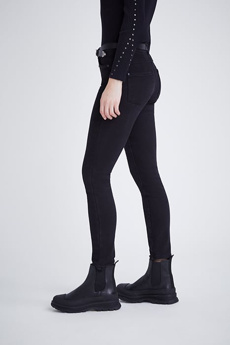 WOMEN’ BLACK COSY FLEECE SCULPT UP 7/8 SLIM JEANS BLACK 5