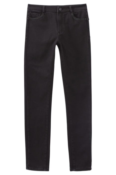 WOMEN’ BLACK COSY FLEECE SCULPT UP 7/8 SLIM JEANS BLACK 4