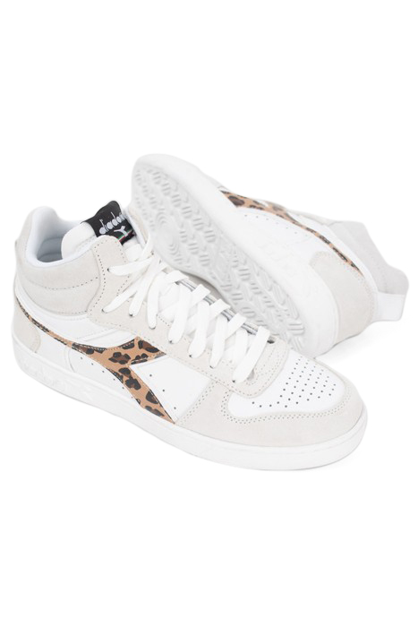 WHITE AND LEOPARD PRINT DIADORA® TRAINERS RED 4