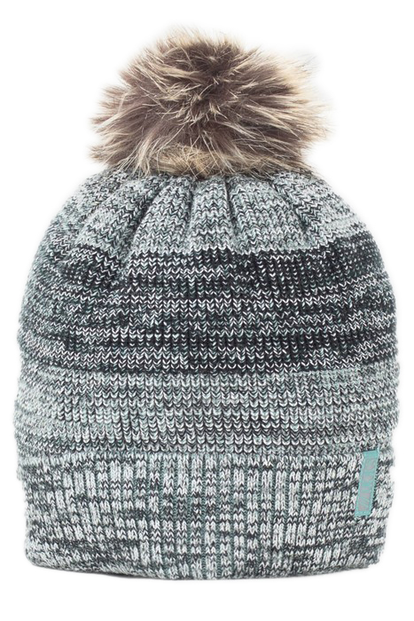 BOYS’ GREEN MARL STRIPED FUR-LINED BEANIE GREEN 2