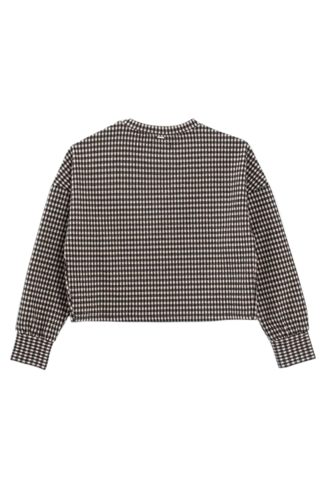GIRLS' BLACK AND BEIGE HOUNDSTOOTH MOTIF SWEATSHIRT BLACK 2