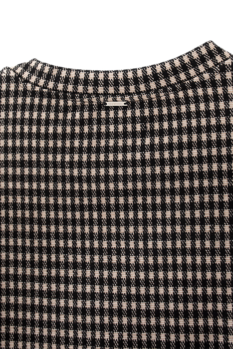 GIRLS' BLACK AND BEIGE HOUNDSTOOTH MOTIF SWEATSHIRT BLACK 4