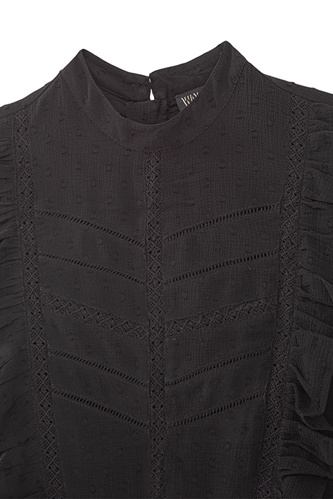 GIRLS’ BLACK DOTTED SWISS JACQUARD DRESS WITH DICKEY BLACK 3