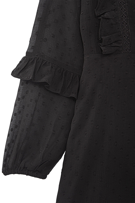GIRLS’ BLACK DOTTED SWISS JACQUARD DRESS WITH DICKEY BLACK 5