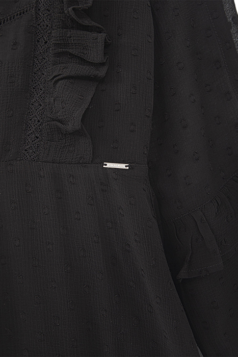 GIRLS’ BLACK DOTTED SWISS JACQUARD DRESS WITH DICKEY BLACK 7