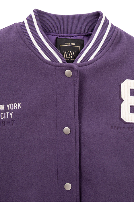 GIRLS’ PURPLE AND WHITE COLLEGE-STYLE VARSITY JACKET PURPLE 3