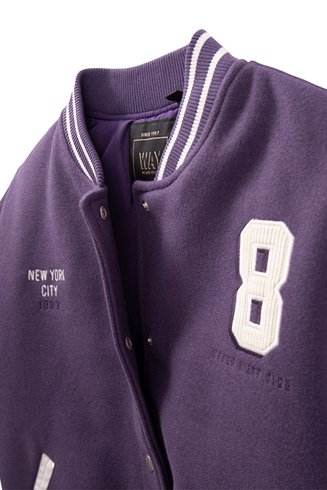 GIRLS’ PURPLE AND WHITE COLLEGE-STYLE VARSITY JACKET PURPLE 6