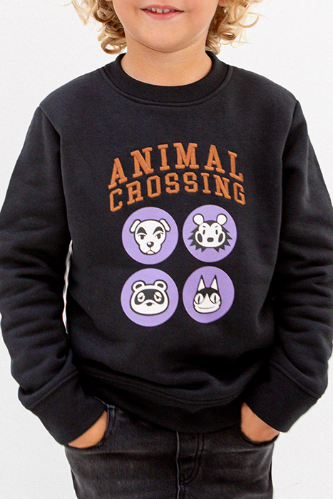 BOYS’ BLACK ANIMAL CROSSING™ SWEATSHIRT WITH 4 IMAGES BLACK 2