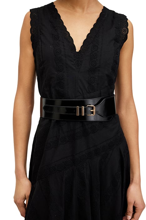 MARCELLA WIDE BELT BLACK/WARM BRASS 2