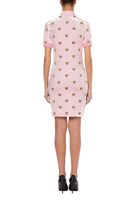 TEDDY EMBROIDERY STRETCH VELOR DRESS PINK 2