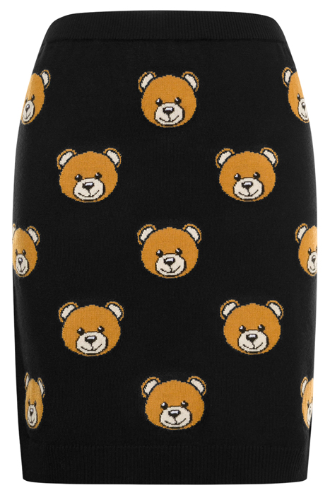 ALLOVER TEDDY BEAR WOOL SKIRT BLACK 3