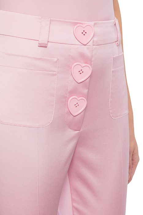 HEART BUTTONS STRETCH SATIN TROUSERS PINK 4