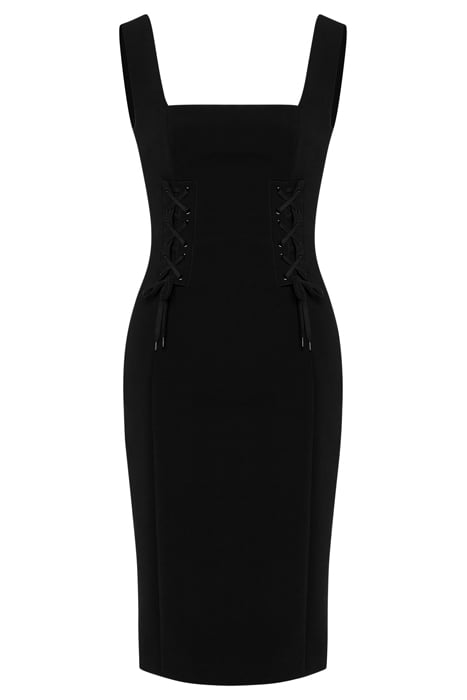 BONDAGE LACING CREPE DRESS BLACK 3