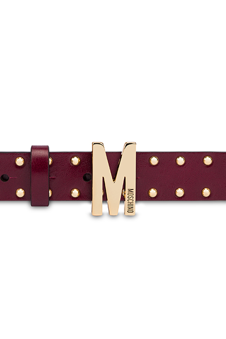 M BELT IN GOLD STUDS CALFSKIN RED 3
