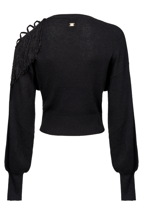 PALLADIO MAGLIA COSTINA VISCOSA CACHEMIRE CON FRANGE BLACK 2