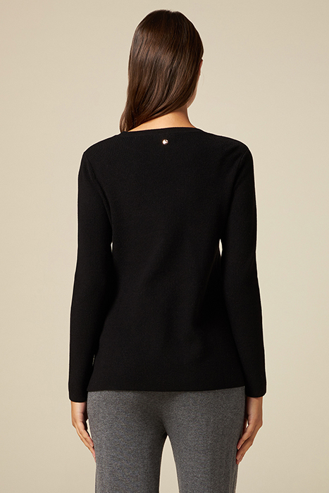 CREW-NECK SWEATER WITH JEWEL SLIT AND BUTTONS BLACK 2
