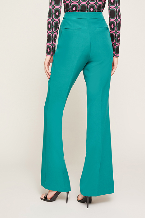 TECHNICAL FABRIC FLARED TROUSERS GREEN 2
