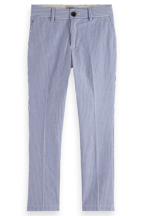 REGULAR-SLIM-FIT- SEERSUCKER CHINO PANTS BLUE STRIPE 1