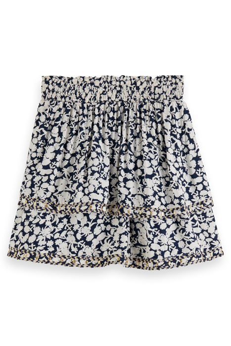 TIERED ALL-OVER PRINTED EMBROIDERED VISCOSE MINI SKIRT ANCHO 2