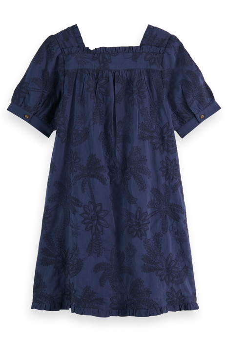 TONAL CHAINSTITCH EMBROIDERED SHORT-SLEEVED DRESS NIGHT 2