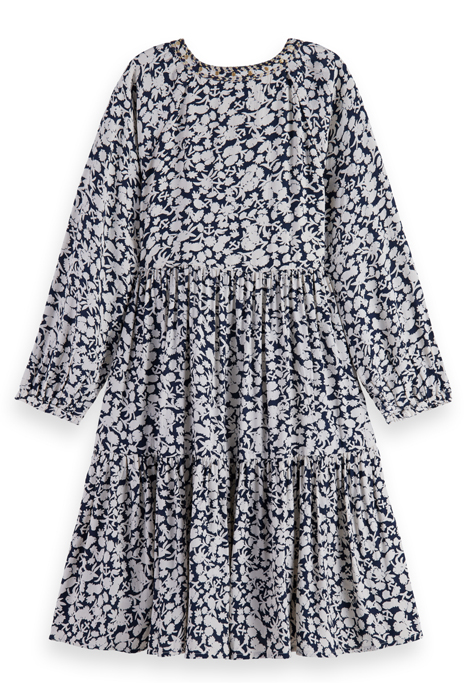 ALL-OVER PRINTED AND EMBELLISHED VISCOSE DRESS ANCHOR FLORAL 2