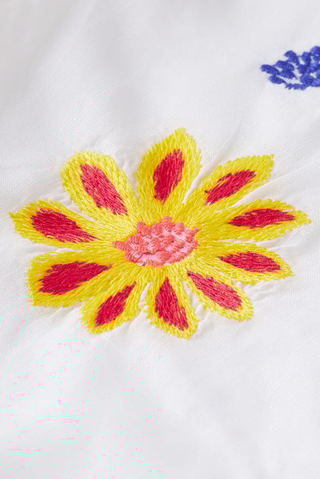 CROPPED FLOWER EMBROIDERY PANTS OFF WHITE 3