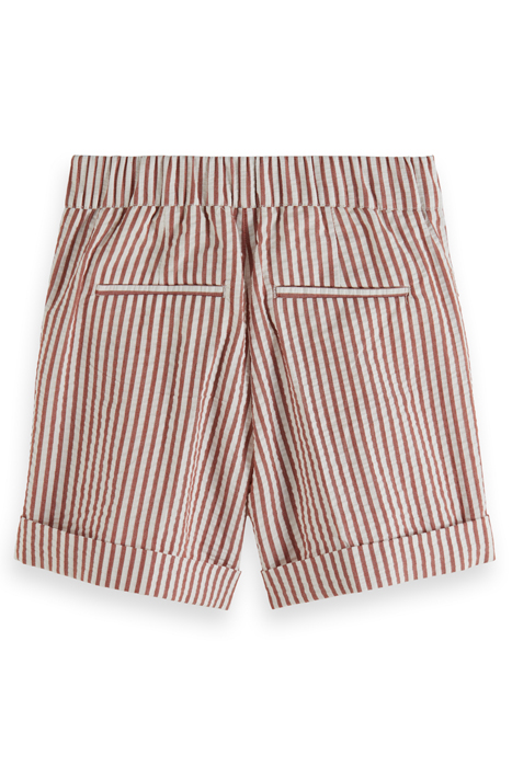 BELTED YARN-DYED STRIPE SEERSUCKER SHORTS TERRACOTTA STRIPE 2