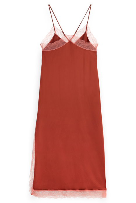 SATIN CAMI DRESS WITH LACE DETAIL TERRACOTTA 2